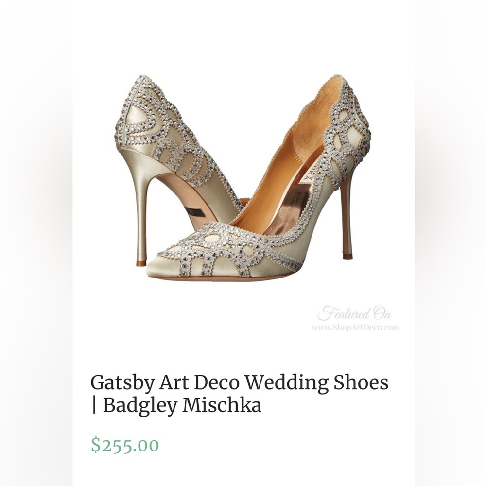 Badgley Mischka satin ivory heels